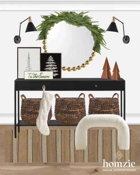 Holiday entryway decor inspiration! We love this black console table and coordinating wall sconces. Add some Christmas prints and your entry is feeling festive! 

#LTKhome #LTKHoliday #LTKSeasonal