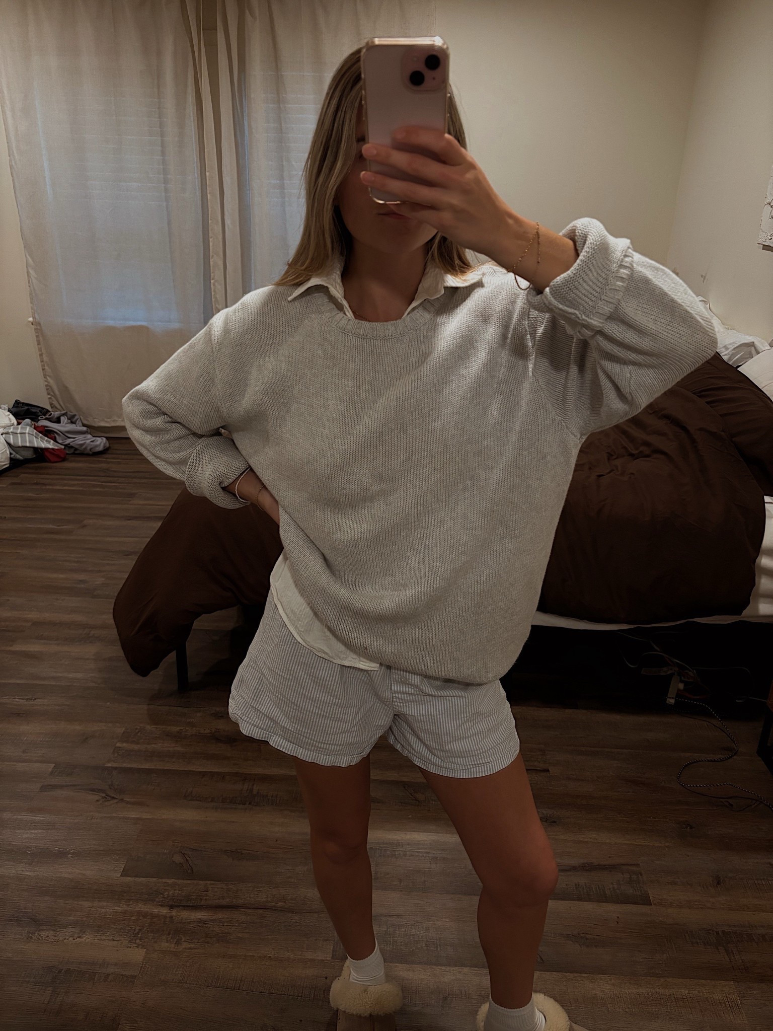 cozy girl era ☁️ everything is from Brandy Melville — the sweater isn’t on the site anymore (sadly!) and same with these exact striped boxers, but I linked a few super similar ones that give the same vibe 🤍 perfect for a slow morning or coffee run fit

#LTKActive #LTKPetite #LTKU