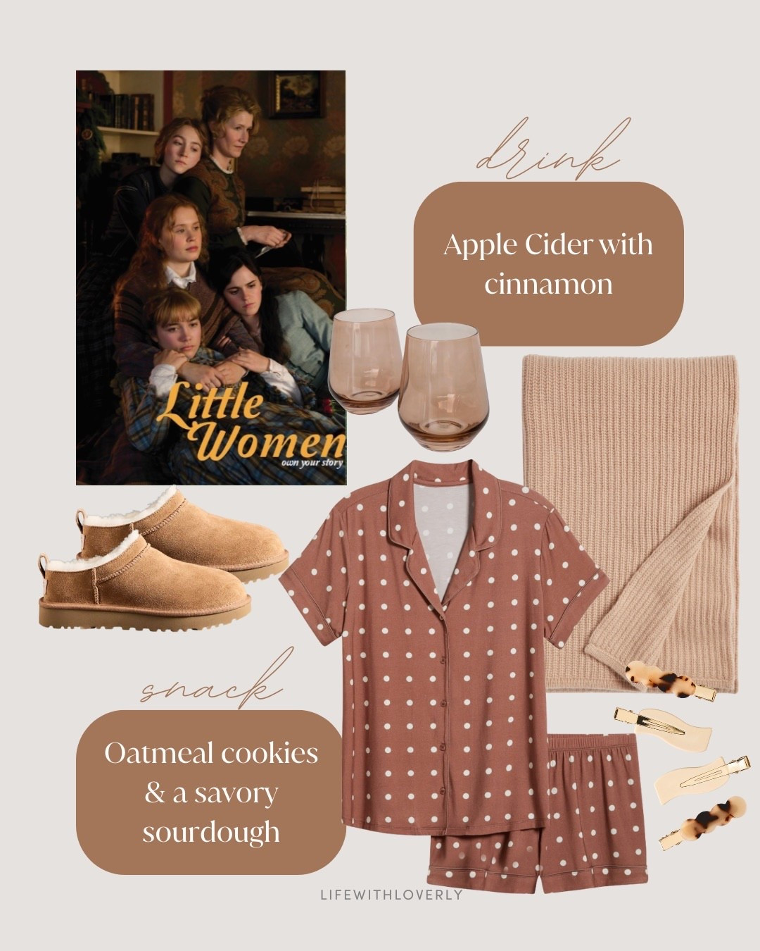 I absolutely love these polkadot pajamas! They are so lightweight!
Perfect for a cozy night! 


Life with Loverly, pajama set, Ugg slippers, colored wine glasses, home finds, beauty finds, gift ideas, gifts for her

#LTKStyleTip #LTKSeasonal #LTKHome