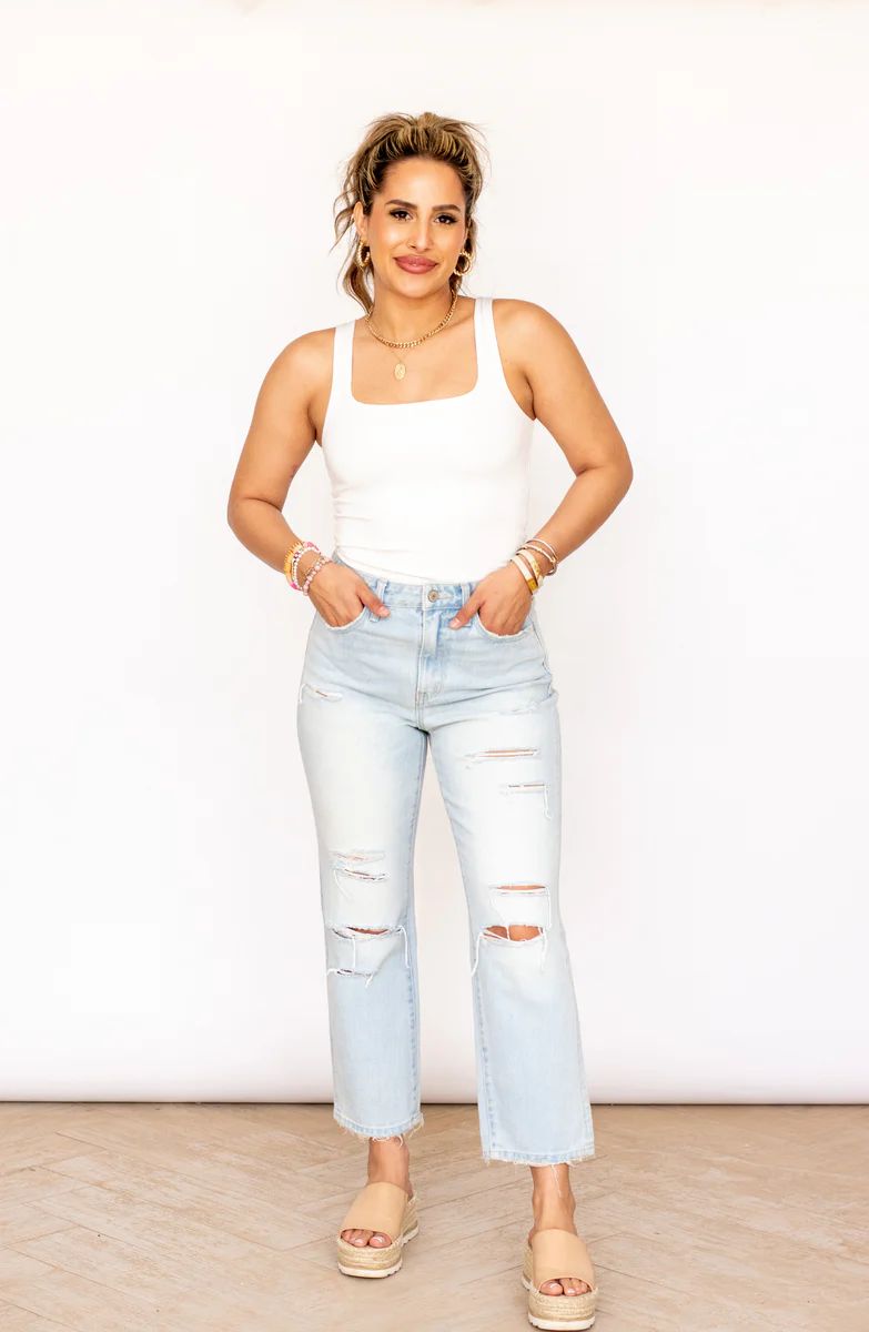 More Than A Trend Distressed Light Washed Jeans | Apricot Lane Boutique