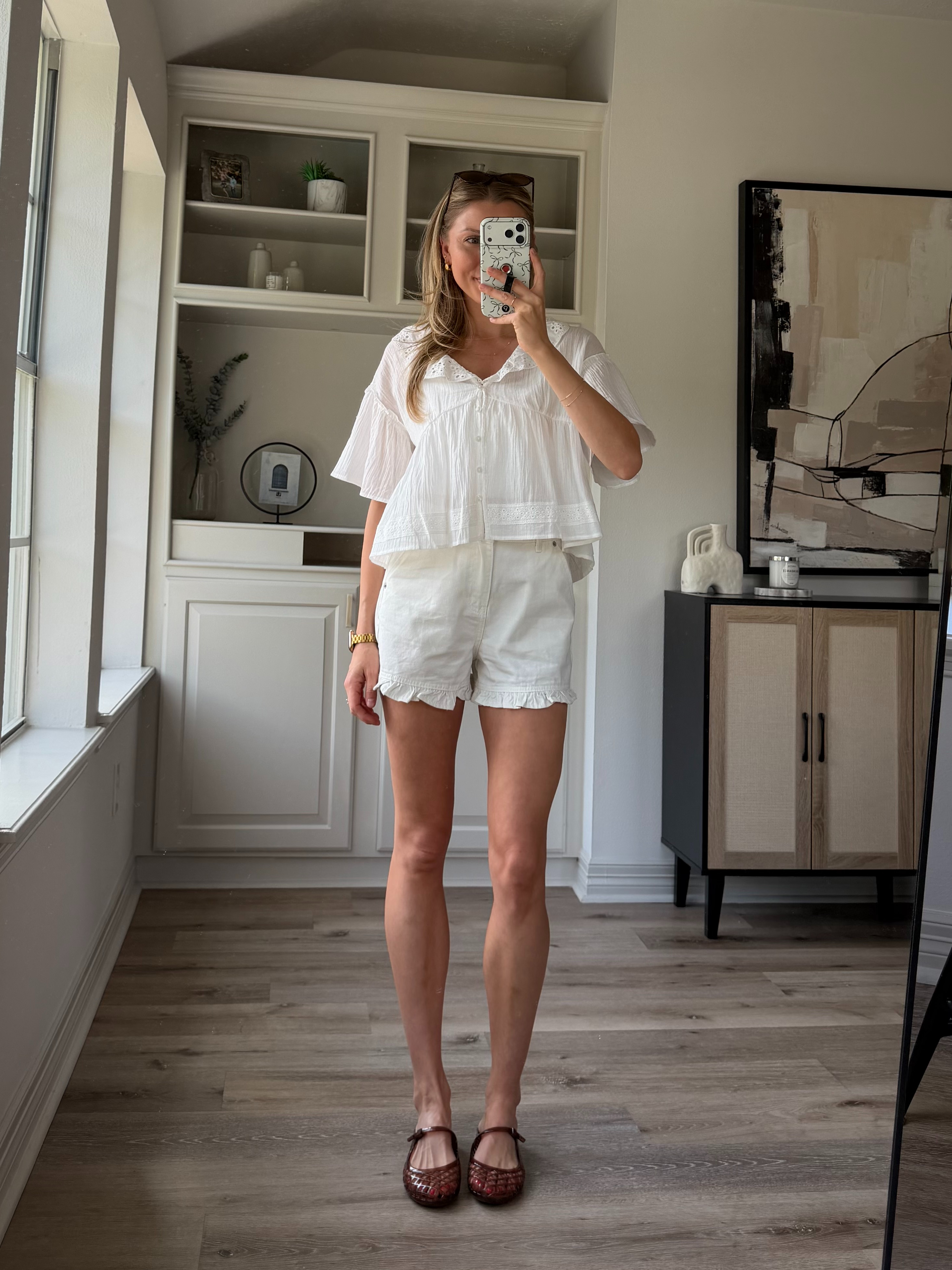 Cutest ruffle top and matching white shorts! S in top + 2 in shorts! 

 #LTKootd
