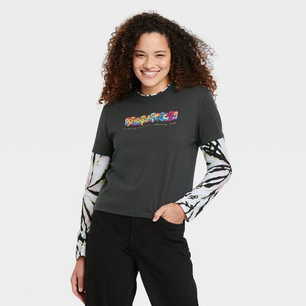 Women's Grateful Dead Bears Skater Long Sleeve Graphic T-Shirt - Charcoal Gray | Target