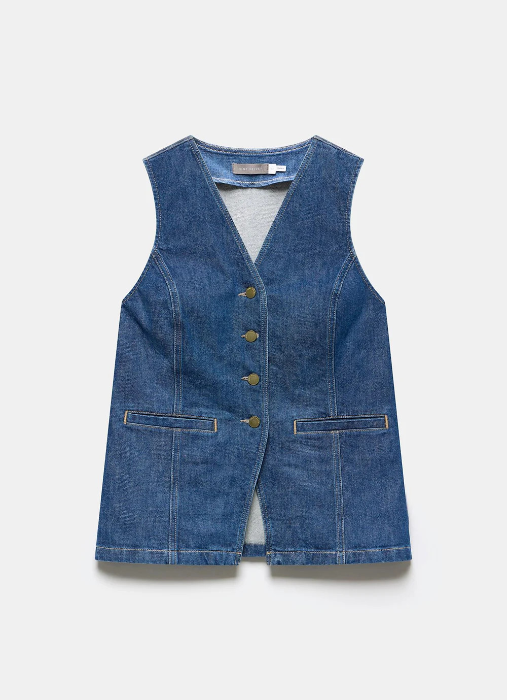 Indigo Denim Waistcoat | Mint Velvet