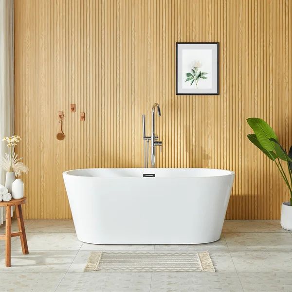 59" x 28" Freestanding Soaking Acrylic Bathtub | Wayfair North America
