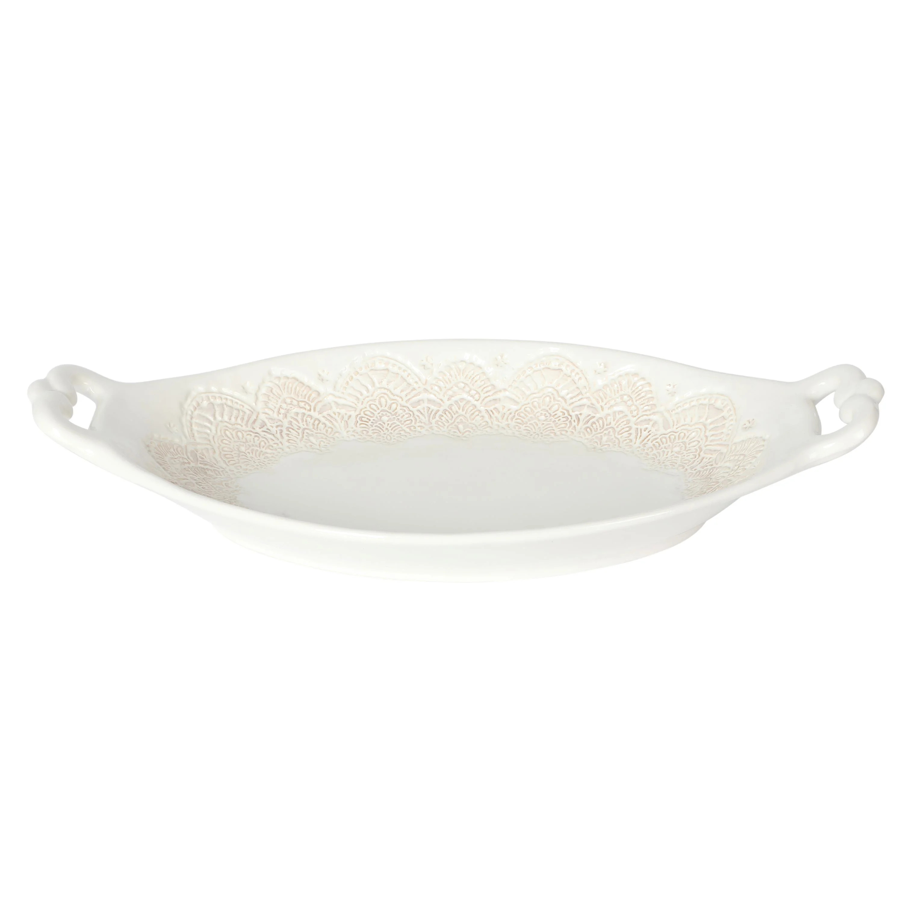The Pioneer Woman Vintage Lace Oval Serving Bowl, Linen, 14-Inch | Walmart (US)