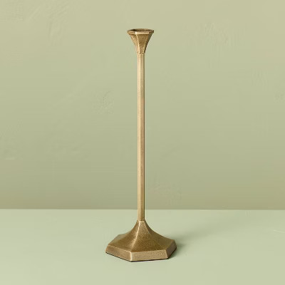 Oversized Floor Taper Candlestick Brass - Hearth & Hand™ with Magnolia | Target