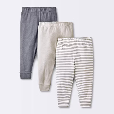 Baby 3pk Cotton Pants - Cloud Island™ Gray | Target