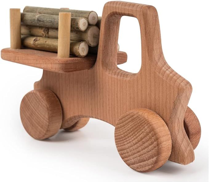 CG Games Wooden Toy Small Truck with Beech Logs and Garage Natural Wood Eco-Friendly Toys for Chi... | Amazon (US)