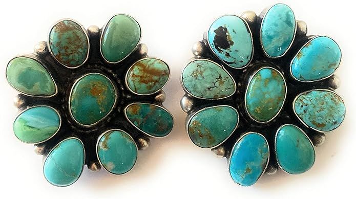 Navajo Sterling Silver & Royston Turquoise Cluster Post Earrings Signed | Amazon (US)