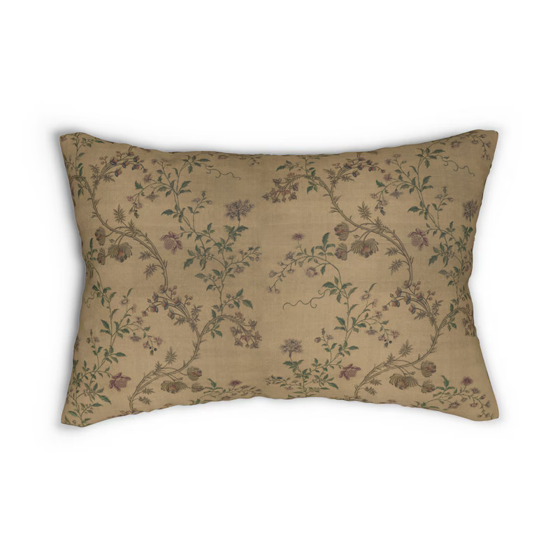Antique Dutch Fabric With Floral Pattern Created Between C. 1750 - C. 1790 Printed Lumbar Pillow ... | Etsy (US)
