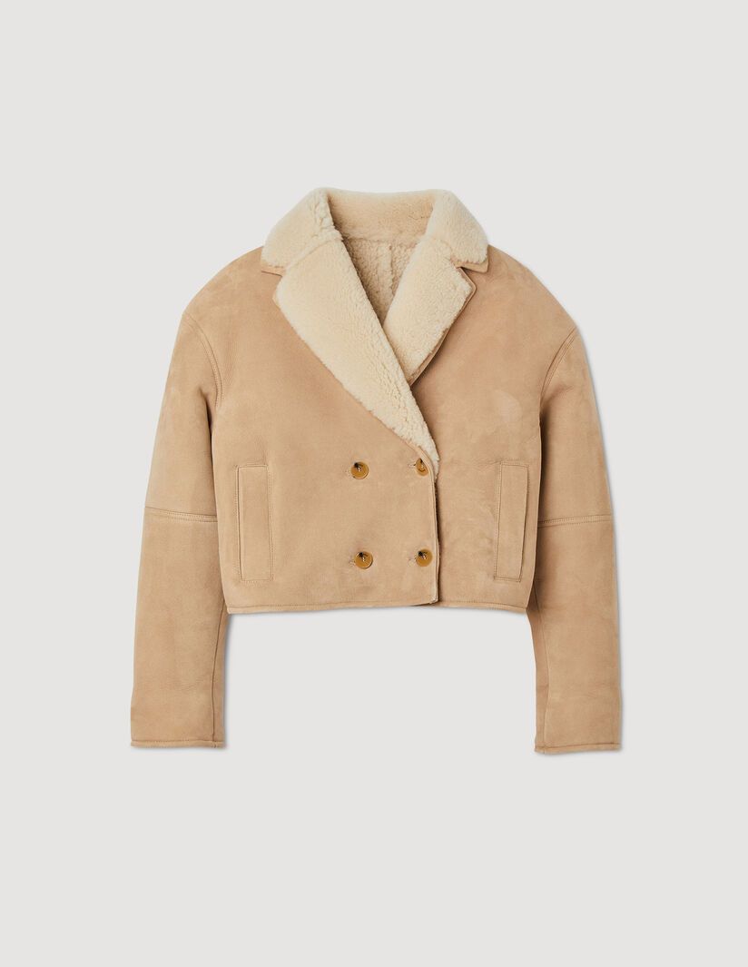 Cropped shearling jacket | Sandro-Paris US