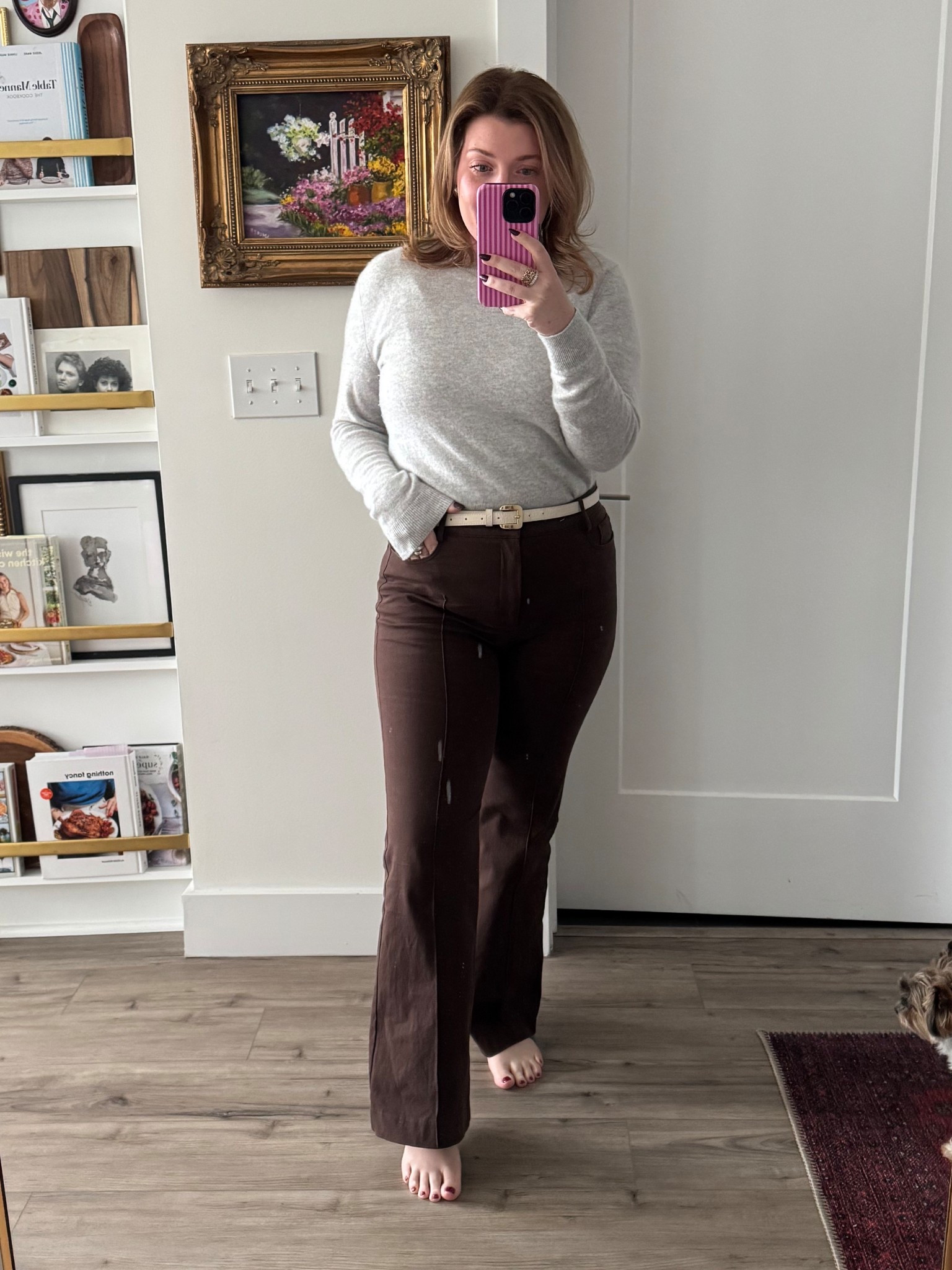 Another work outfit of the day wearing my favorite cashmere sweater from Aritzia layered with a lightweight T-shirt from Abercrombie. Wearing an old pair of brown Ponte pants (I have similar ones linked for you). And not pictured, but I did wear them my every day go to loafers.

#LTKWorkwear #LTKMidsize #LTKFindsUnder100