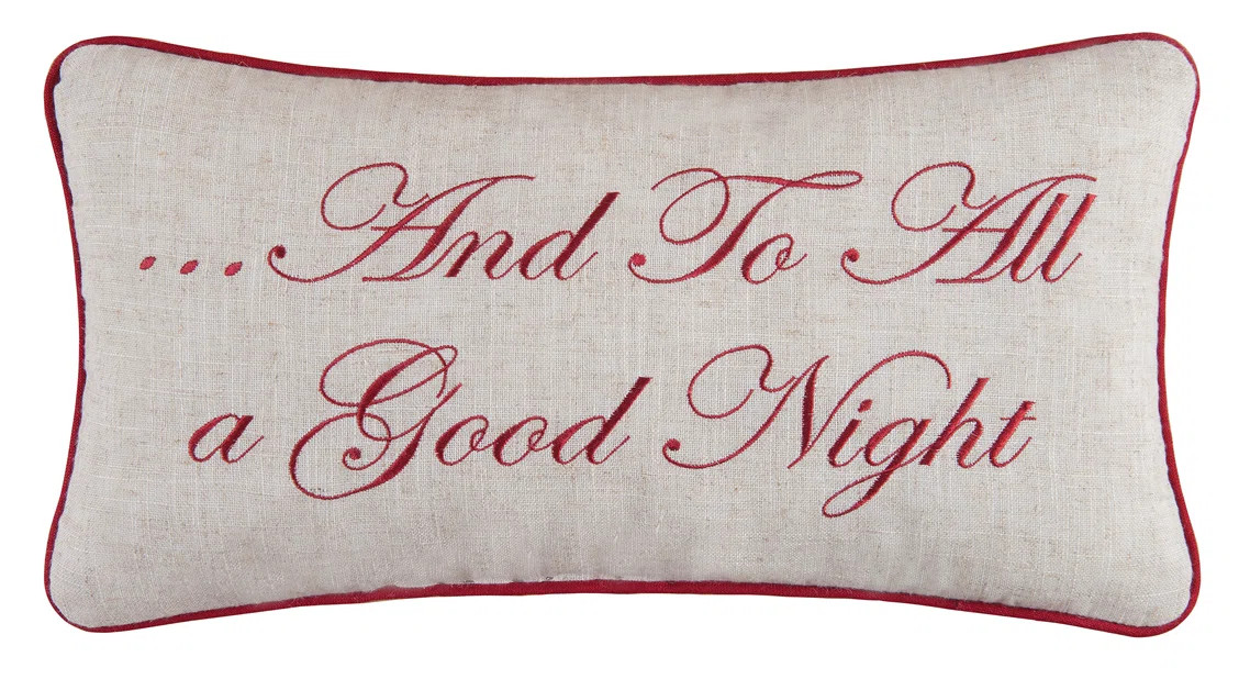 Evergreen Toile And To All A Good Night Embroidered Christmas Throw Pillow | Wayfair North America