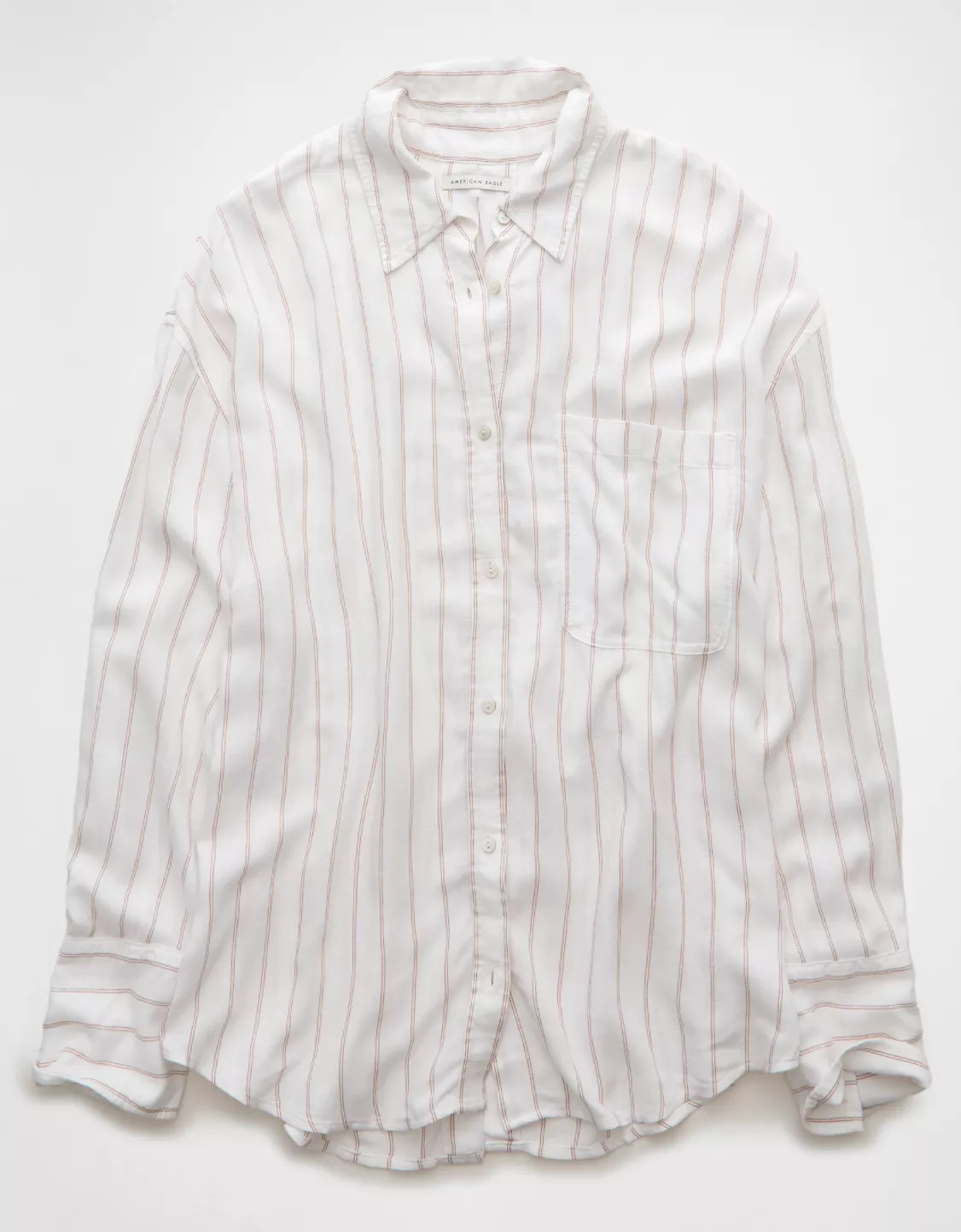 AE Long-Sleeve Tie Back Button-Up Shirt | American Eagle Outfitters (US & CA)