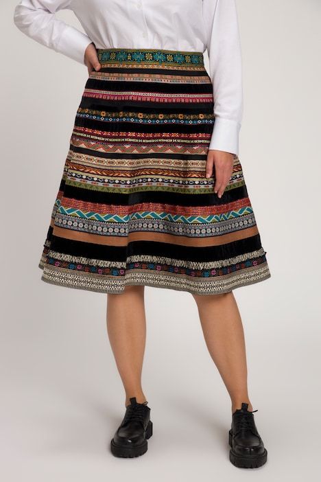 Traditional Bavarian Ribbon Flared Hem Skirt | Ulla Popken