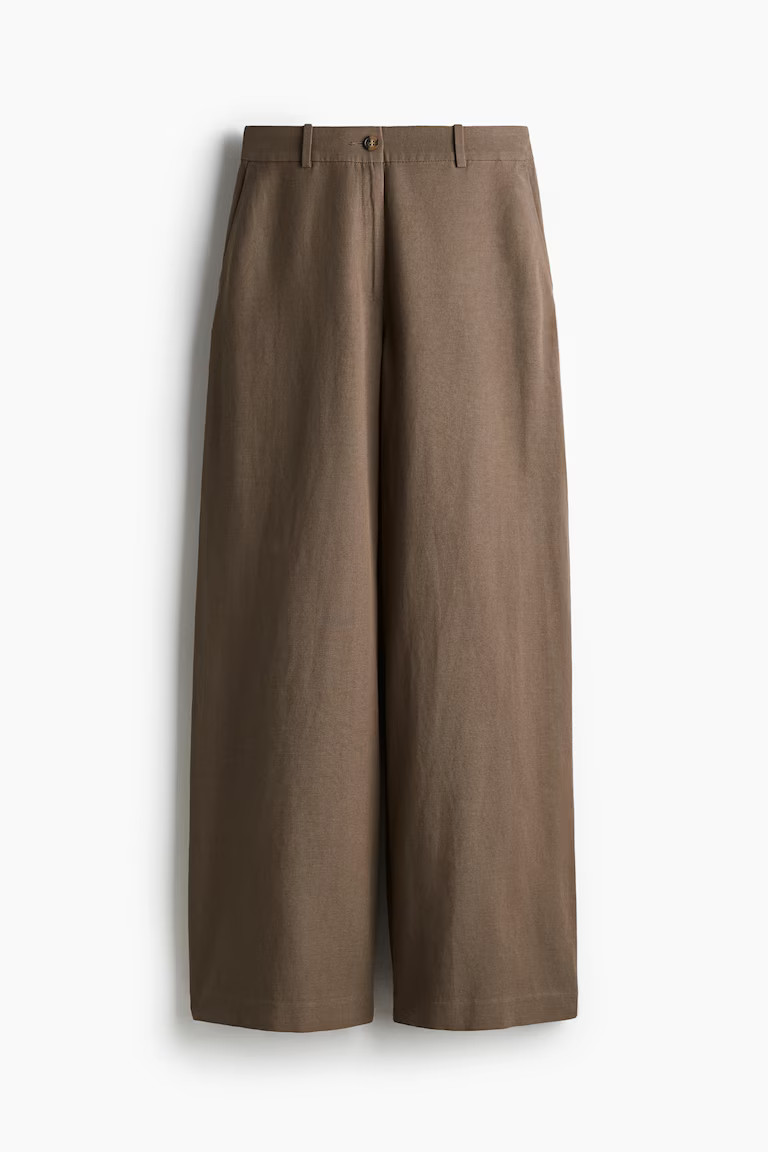 Wide linen-blend trousers | H&M (UK, MY, IN, SG, PH, TW, HK)