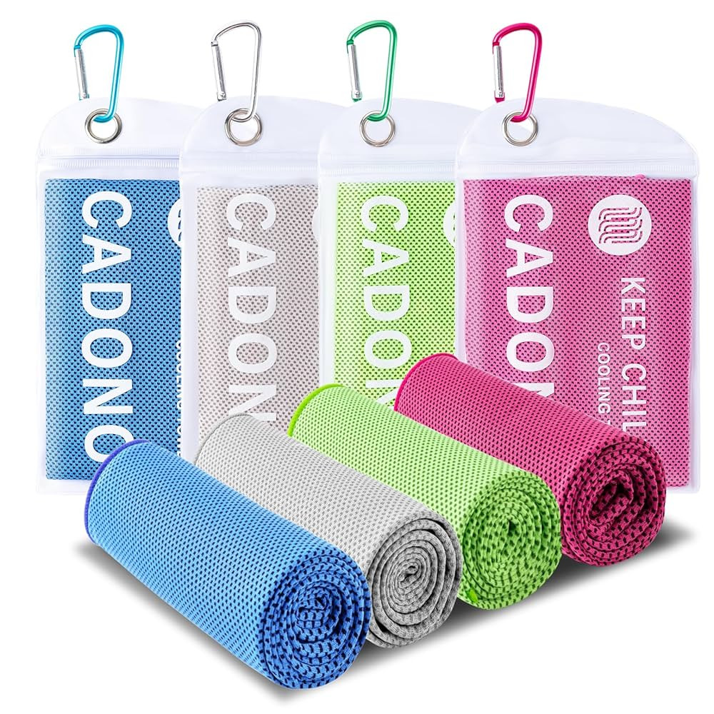 4 Pack Cooling Towel (40"x12"), Soft Breathable Chilly Towel, Ice Towel, Microfiber Towel for Yog... | Amazon (US)