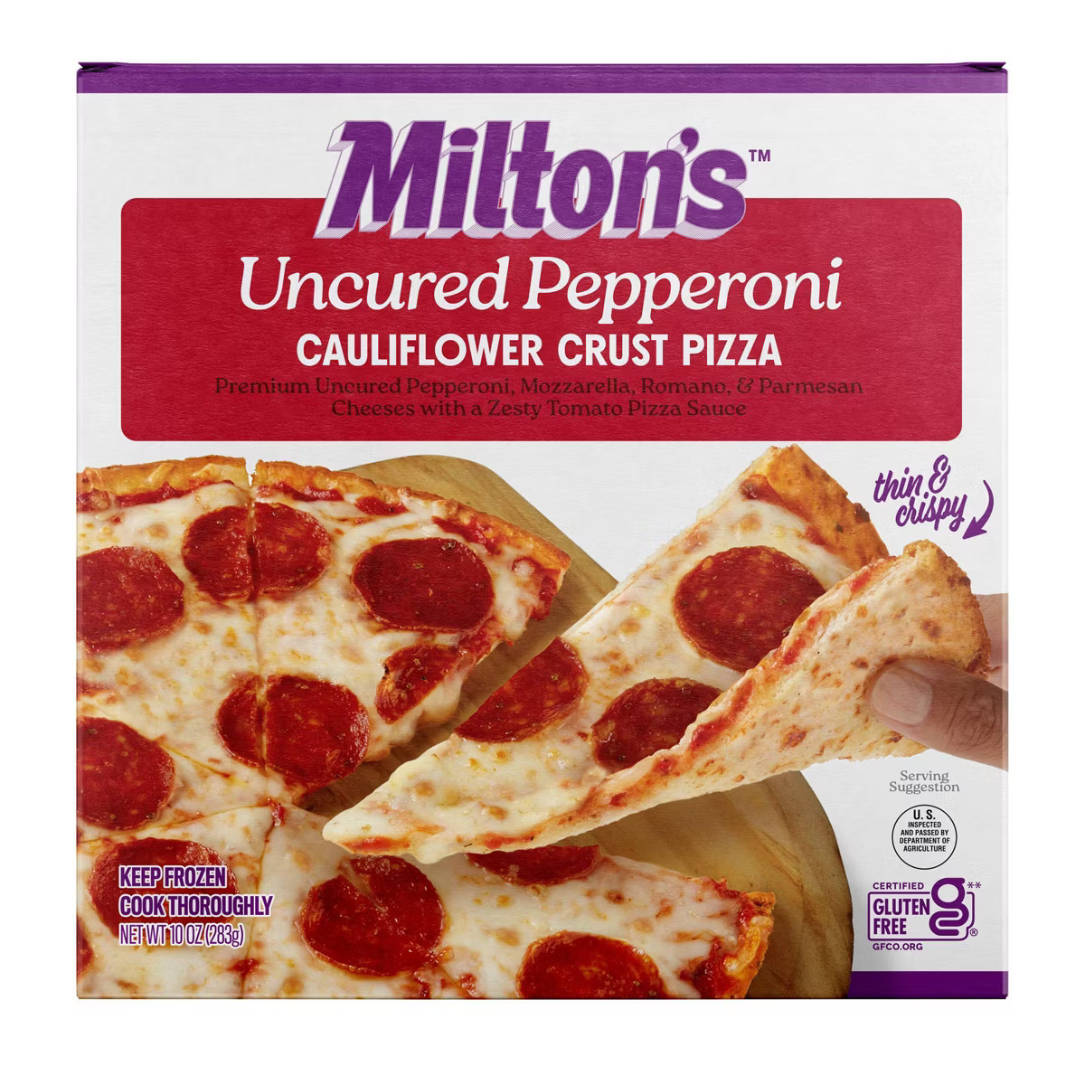 Milton's Gluten Free Cauliflower Crust Uncured Pepperoni Frozen Pizza - 10oz | Target