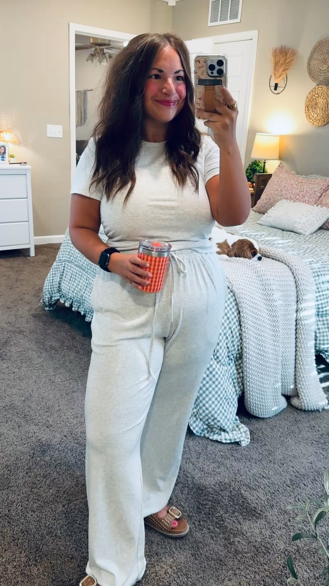 Living in lounge sets lately 🤍 This casual grey Amazon two-piece is soft, easy, and perfect for slow summer days or running errands in comfort!

sandals: fit true to size // wearing a 5
set: fits true to size // wearing a large 

 #LTKootd #LTKMidsize