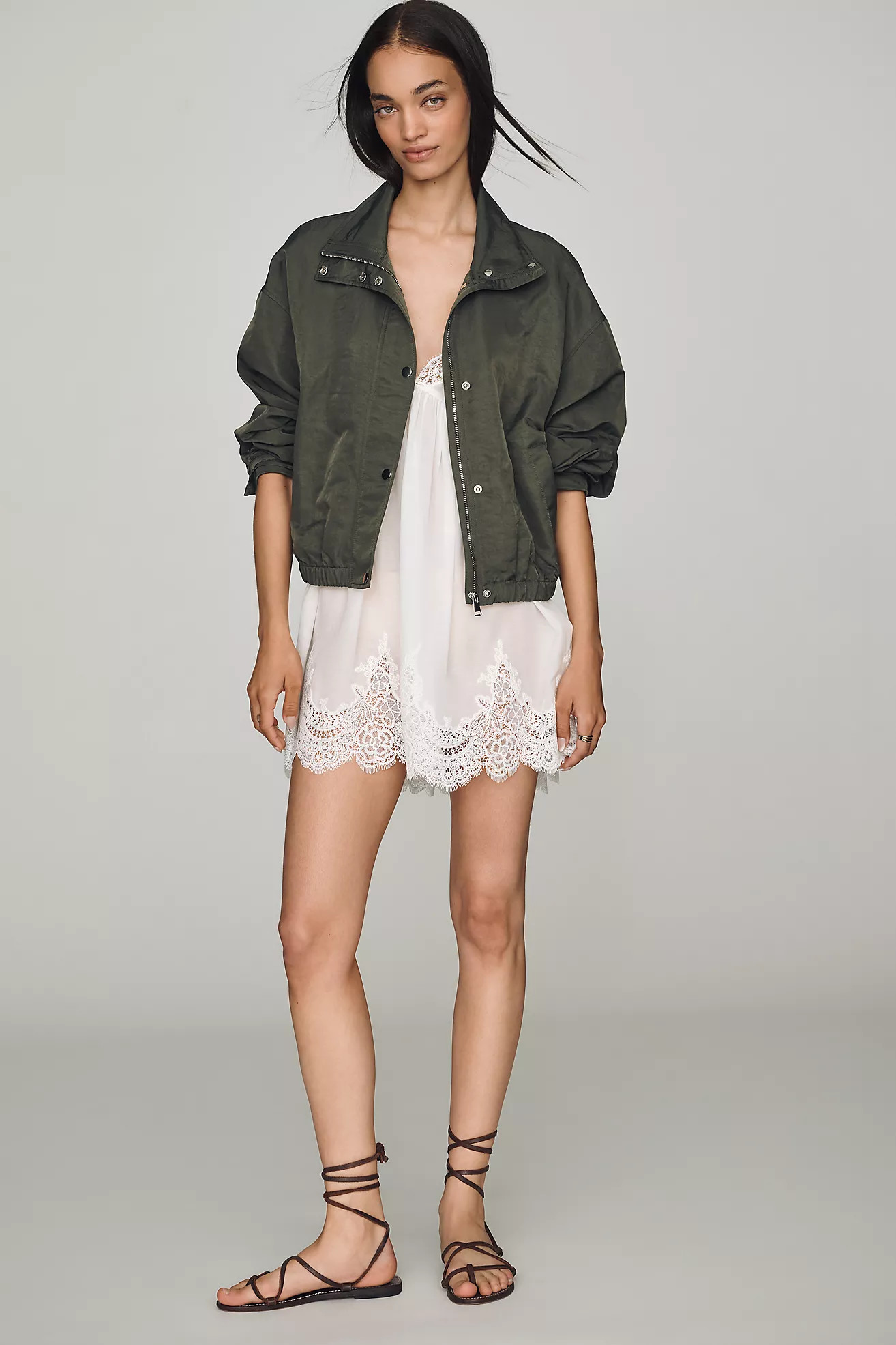 Pilcro Cohen Nylon Funnel-Neck Bomber Jacket | Anthropologie (US)