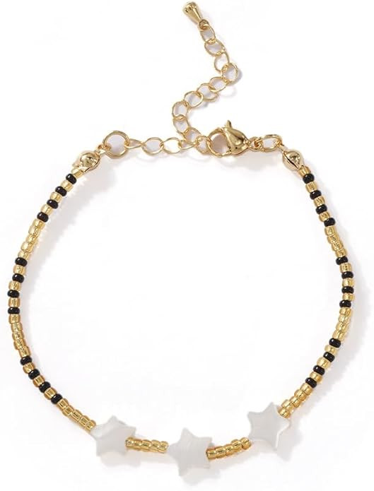 Rainbow Gold Beaded Bracelets for Women Dainty White Star Friendship Bracelet Handmade Fashion Ch... | Amazon (US)