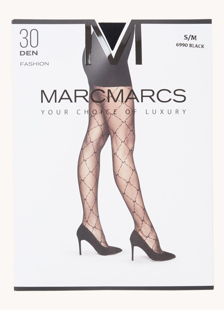 MarcMarcs Logo panty in 30 denier Black met print  • Zwart • de Bijenkorf | De Bijenkorf (NL)