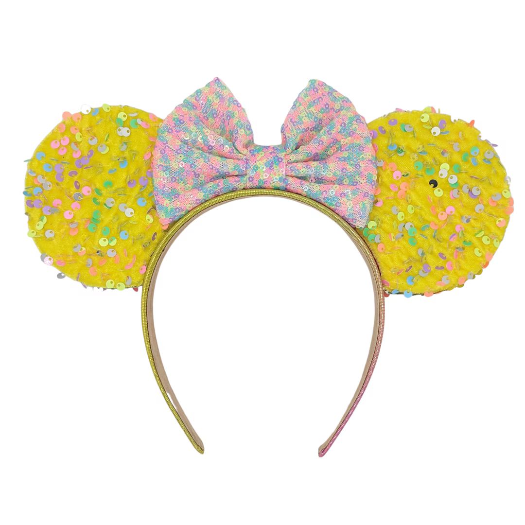 Sunshine and Pastel Joy Sequin Velvet Fabric Mouse Ears - Etsy | Etsy (US)