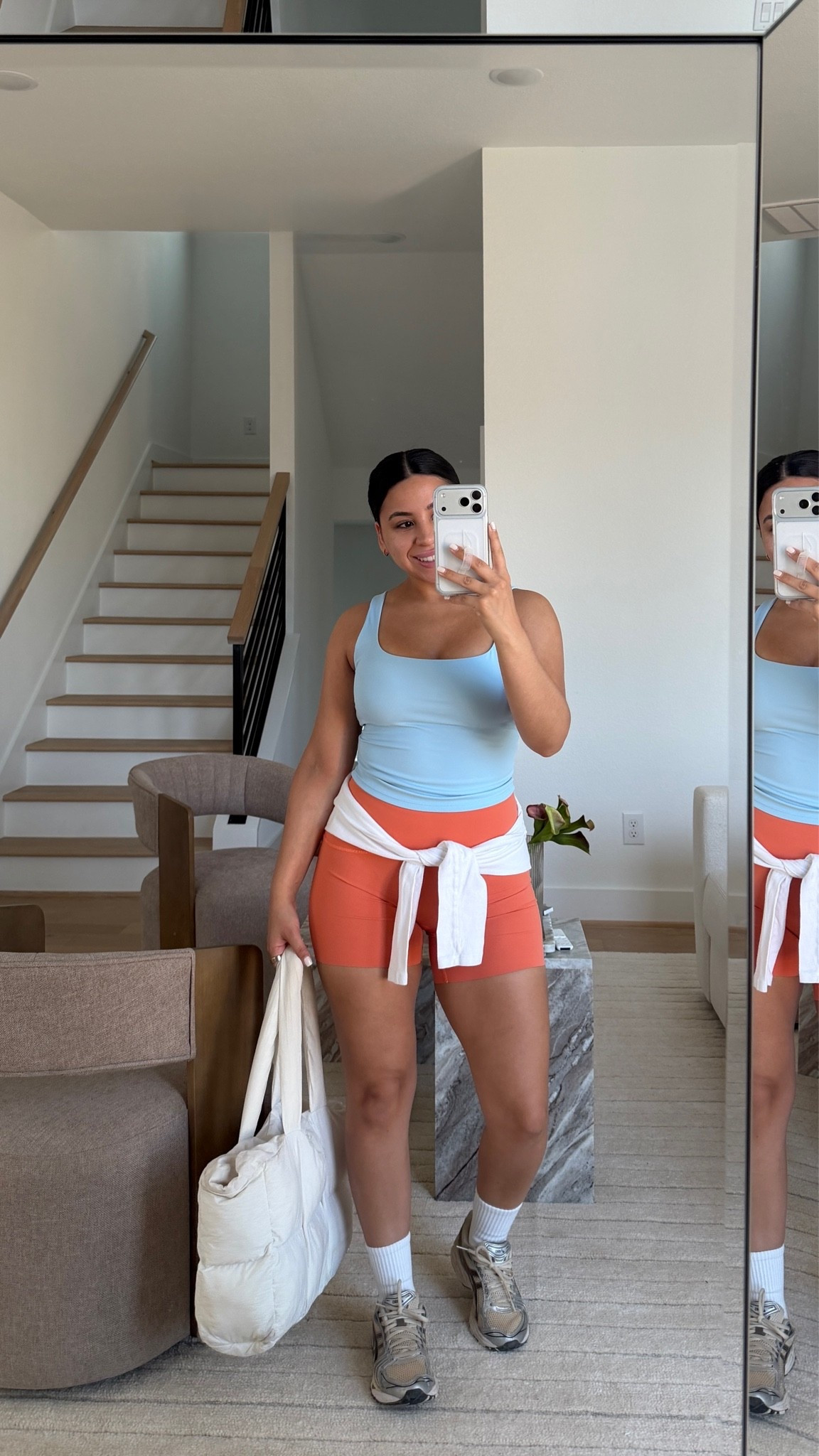 Tank: small
Shorts: small
Wrap: small
Sneakers: 6.5 women 
White grip socks 
Puffer tote gym bag

#LTKgrwm #LTKootd #LTKActive