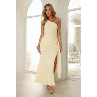 Luxe One Shoulder Split Maxi Dress Yellow | Hello Molly (US)