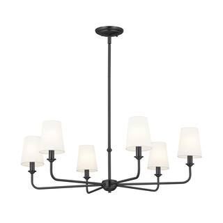 Pallas 6-Light Black Traditional Dining Room Chandelier with White Fabric Shades | The Home Depot