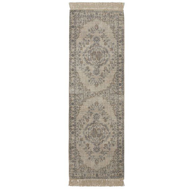 Better Homes & Gardens Neutral Floral Medallion Area Rug, 28"x84" | Walmart (US)