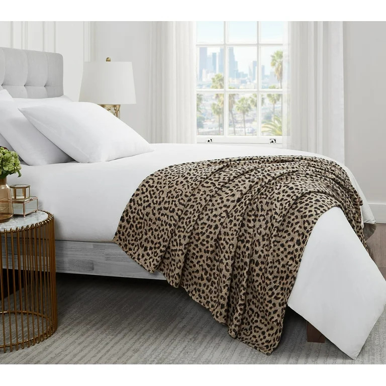 Sofia Vergara Home Classic Leopard Throw Blanket, Beige, Standard Throw - Walmart.com | Walmart (US)