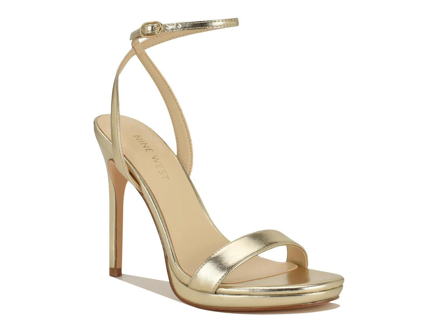 Nine West Lorent Sandal | Women's | Gold Metallic | Size 9.5 | Sandals | Ankle Strap | DSW
