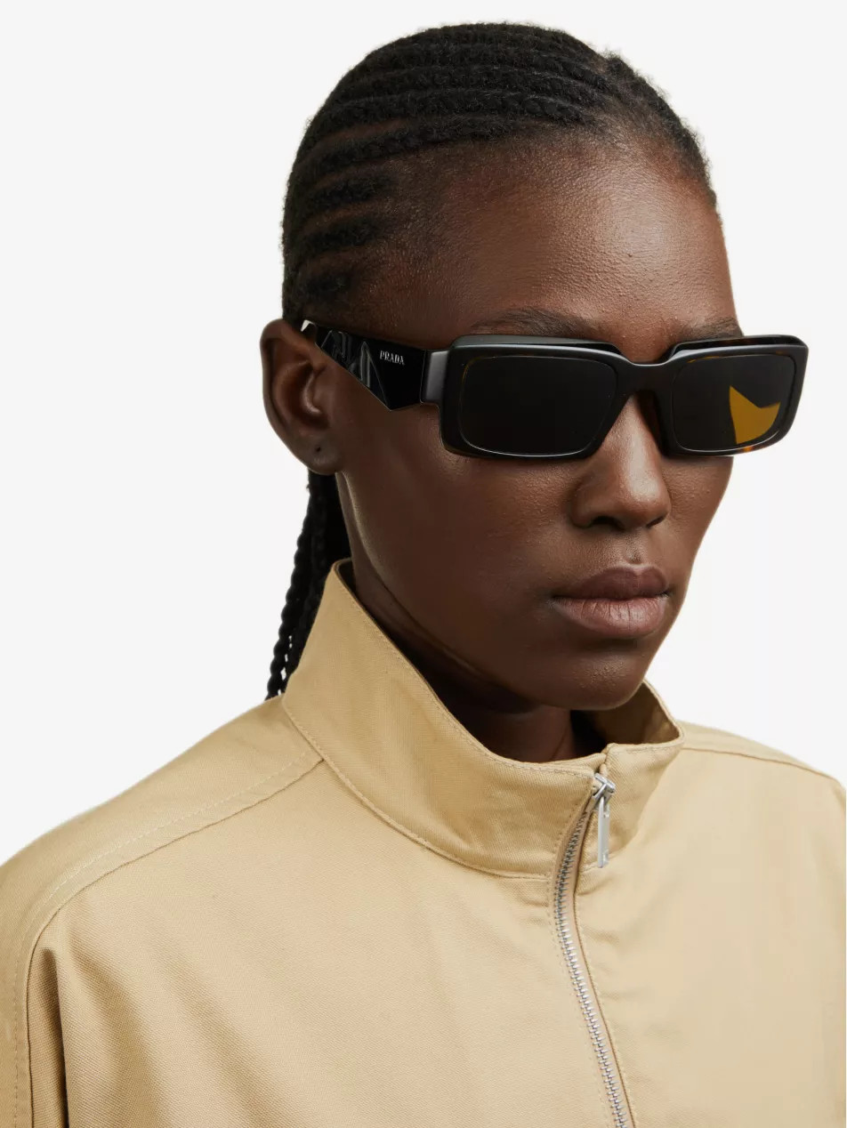 PR 27ZS branded-arm rectangle-frame tortoiseshell acetate sunglasses | Selfridges