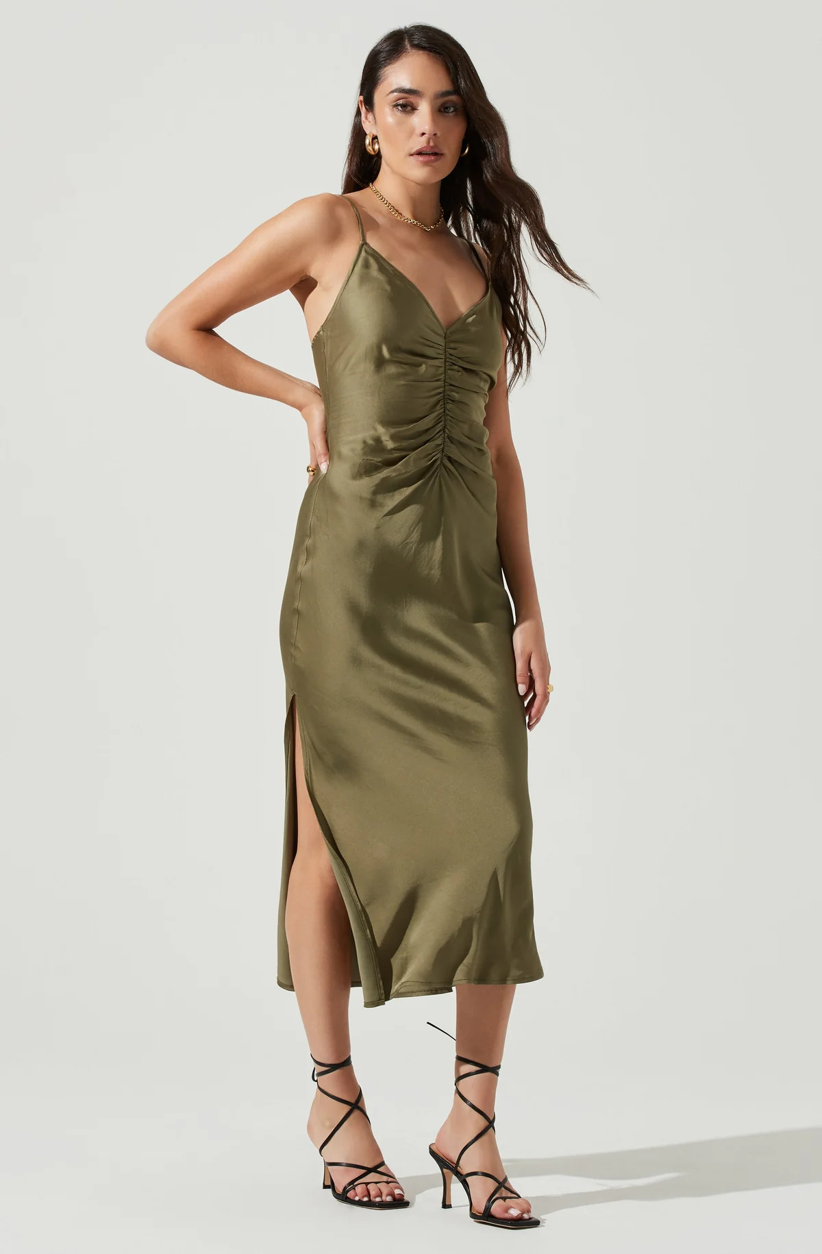 Valinda Ruched Front Midi Dress | ASTR The Label (US)