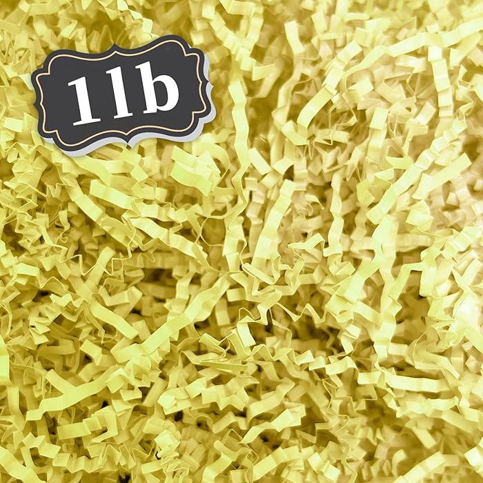 1 LB Light Yellow Crinkle Cut Paper Shred Filler Great for Gift Wrapping, Basket Filling, Birthda... | Amazon (US)