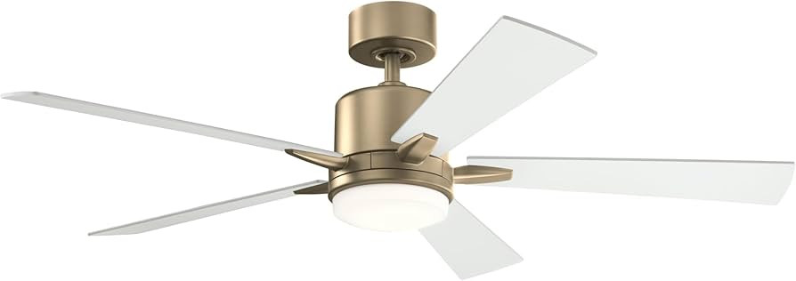 Kichler 52 Inch Lucian Elite 5 Blade Indoor Ceiling Fan in Champagne Bronze with Matte White Blad... | Amazon (US)