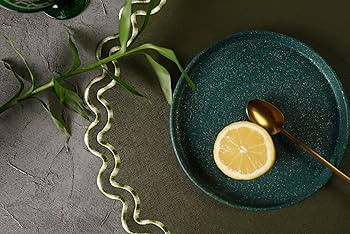 PNR Decor Elysian Dark Green Faux Leather Scalloped Edge Round Set of 1 Embroidered PLACEMAT for ... | Amazon (US)