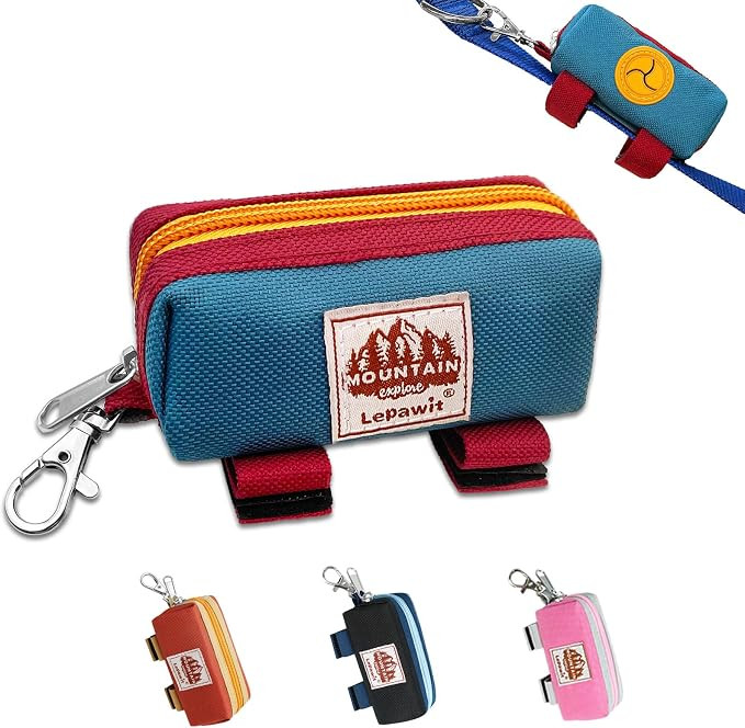 Dog Poop Bag Holder for Leash, Zippered Canvas Poop Bag Dispenser Pouch with Velcro Straps & Meta... | Amazon (US)