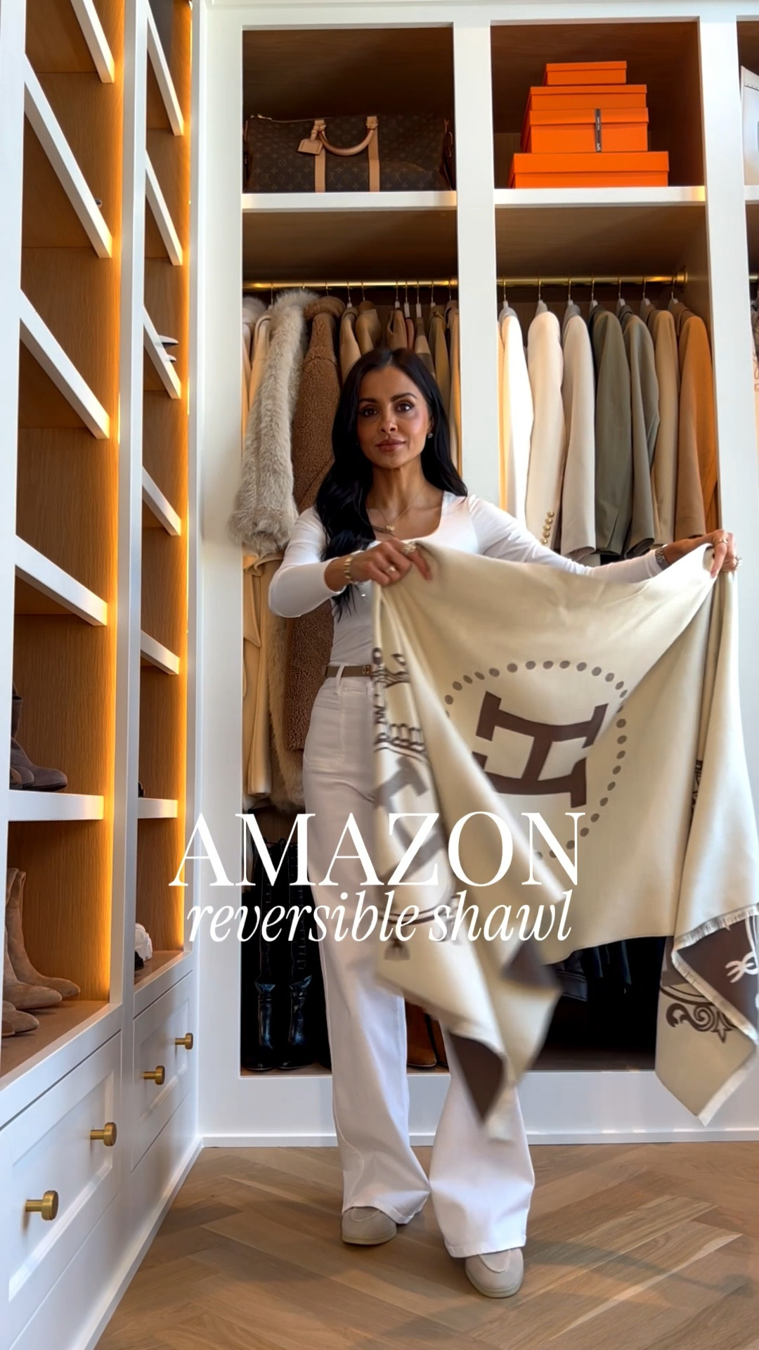 The must-have Amazon shawl under $30
Designer inspired shawl perfect for spring travel
Hermes inspired belt, bag and shawl
Frame white jeans wearing a 24 run TTS 
Amazon suede loafers run TTS


#LTKootd #LTKPetite #LTKOver40