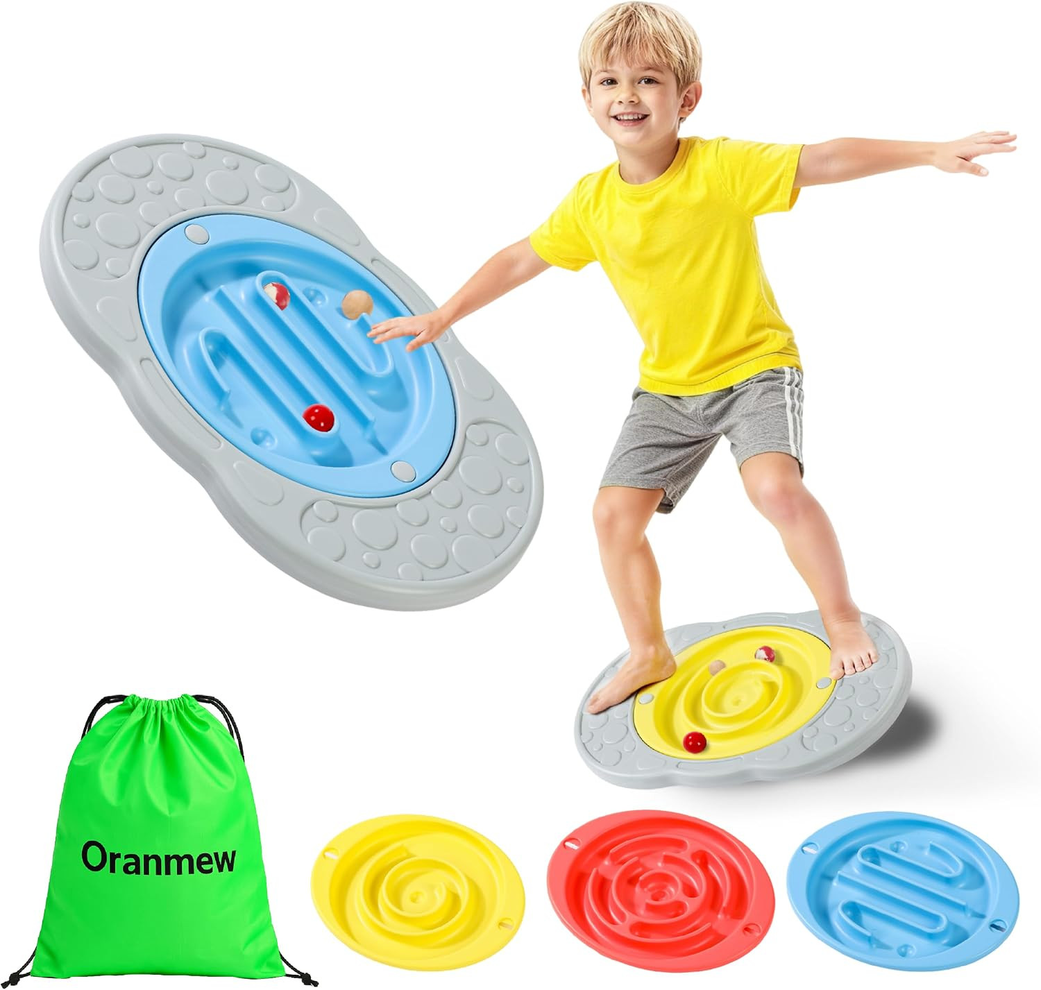 Oranmew 2-in-1 Kids Maze Balance Board, 3 Swappable Labyrinths & 3 Challenge Balls, Non-Slip Rubber Base Wobble Board for Core Training, Skate Prep & ADHD Focus, Ages 3-12 | Amazon (US)