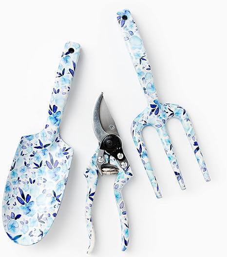 Copper Spade Decorative Aluminum Garden Tool Set - Trowel, Secateurs, Fork (Watercolor Purple) | Amazon (US)