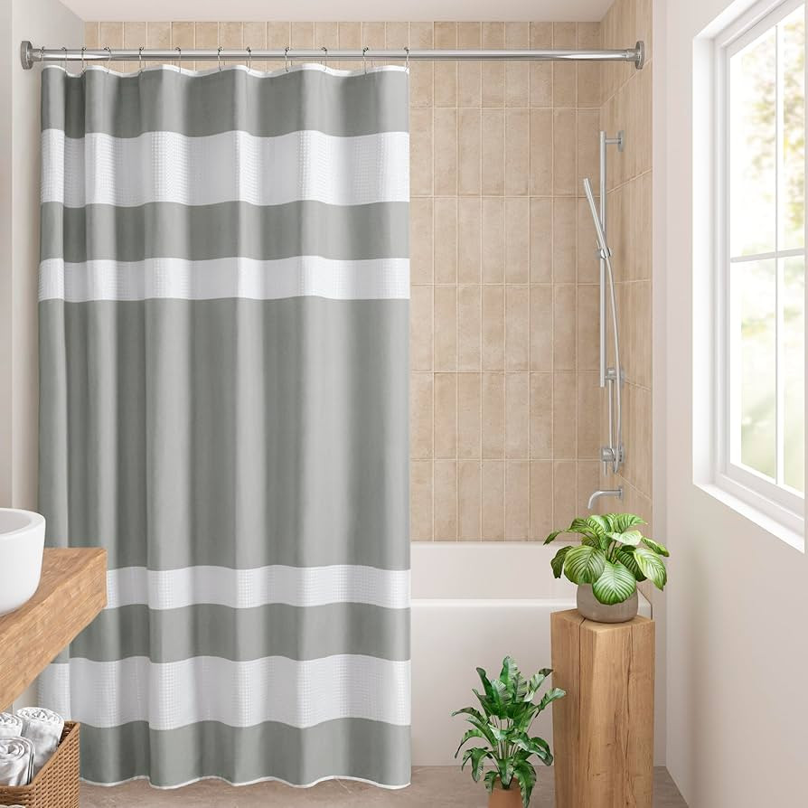 Madison Park Shower Curtain Spa Waffle Weave Long Shower Curtain for Bathroom 3M Scotchgard Moist... | Amazon (US)