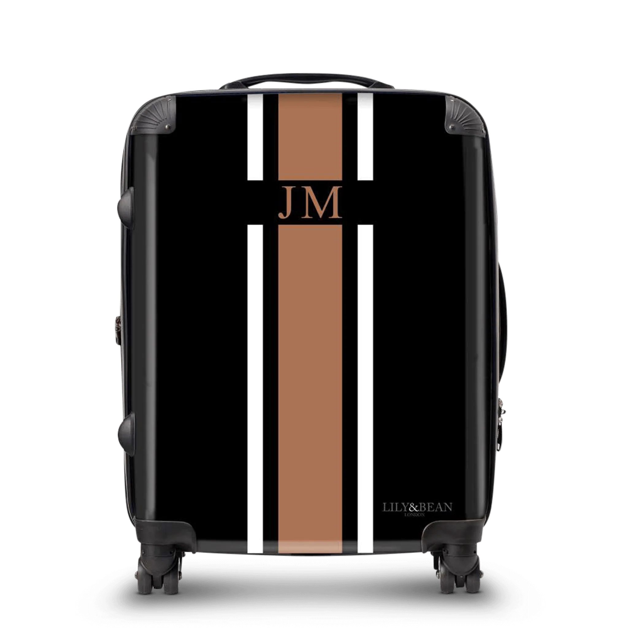 Lily & Bean personalised Black with Tan Luggage All Sizes | Lily and Bean