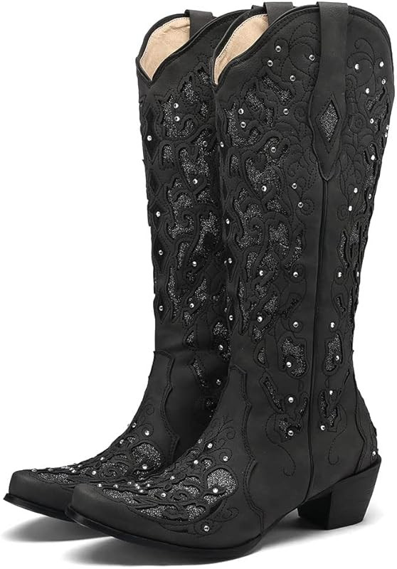 Amazon.com | SaraIris Cowboy Boots for Women Cowgirl Boots Western Boots Chunky Heel Pointed Toe ... | Amazon (US)