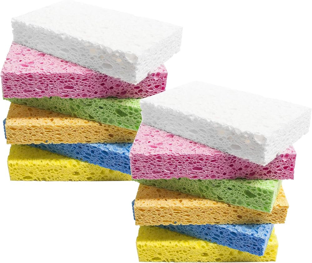 Scrub Sponge,Heavy Duty Color Cellulose Sponge,Clean Tough Messes Without Scratching (12 Pack) | Amazon (US)