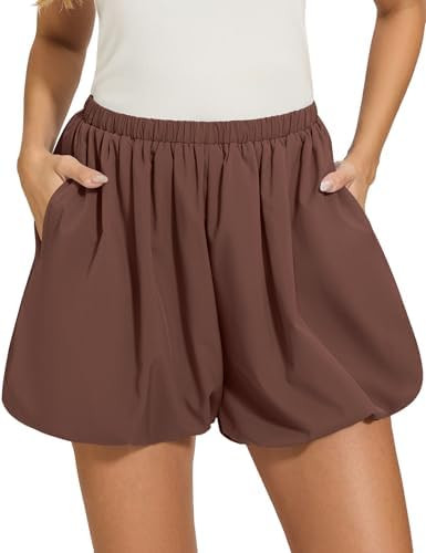 LOMON Womens Casual Bubble Shorts Workout Skort Puffy Balloon Going Out Mini Skirts with Pockets | Amazon (US)