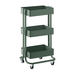 The Container Store® 3-Tier Rolling Cart Dark Grey | The Container Store