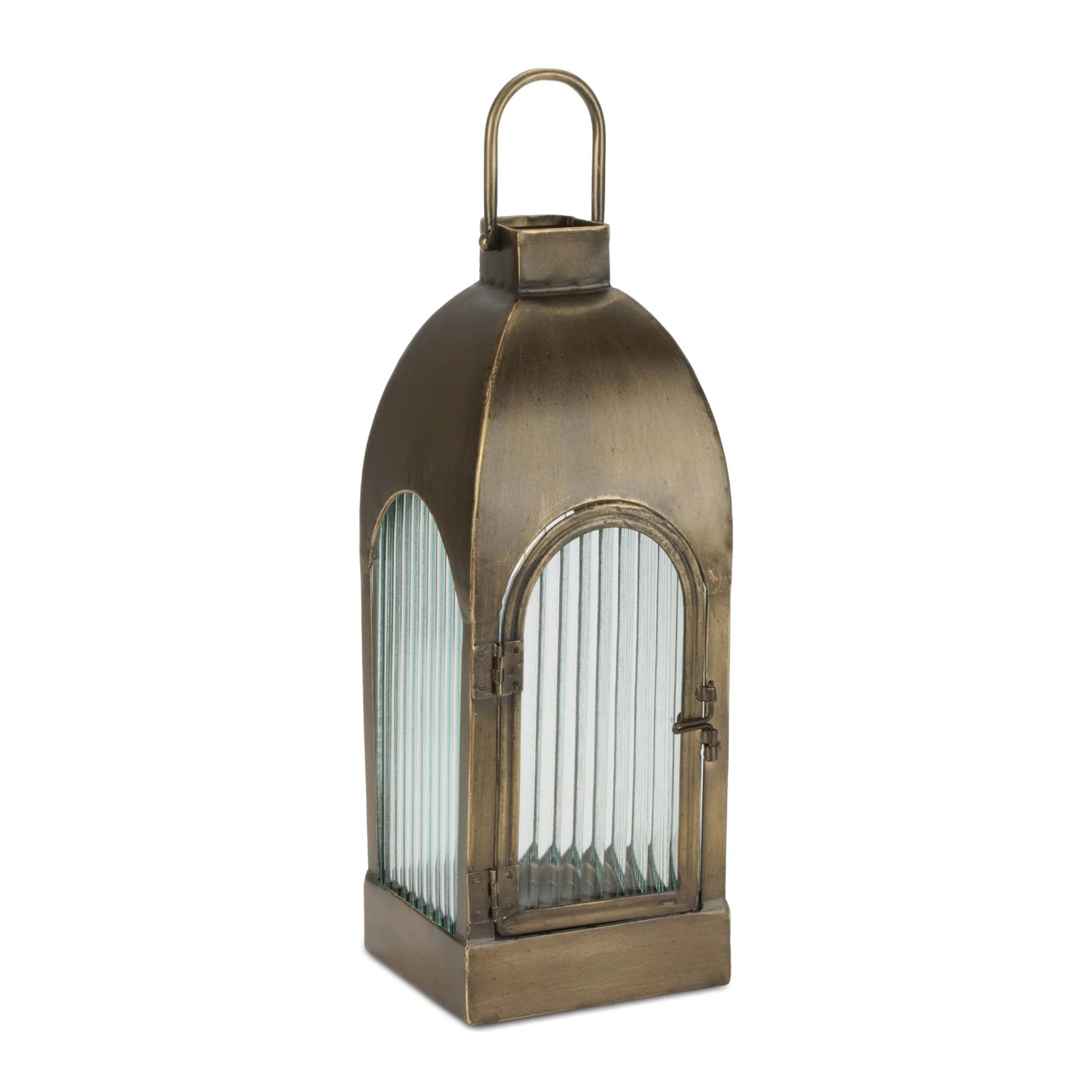 Arched Iron and Ribbed Glass Lantern | Wayfair North America