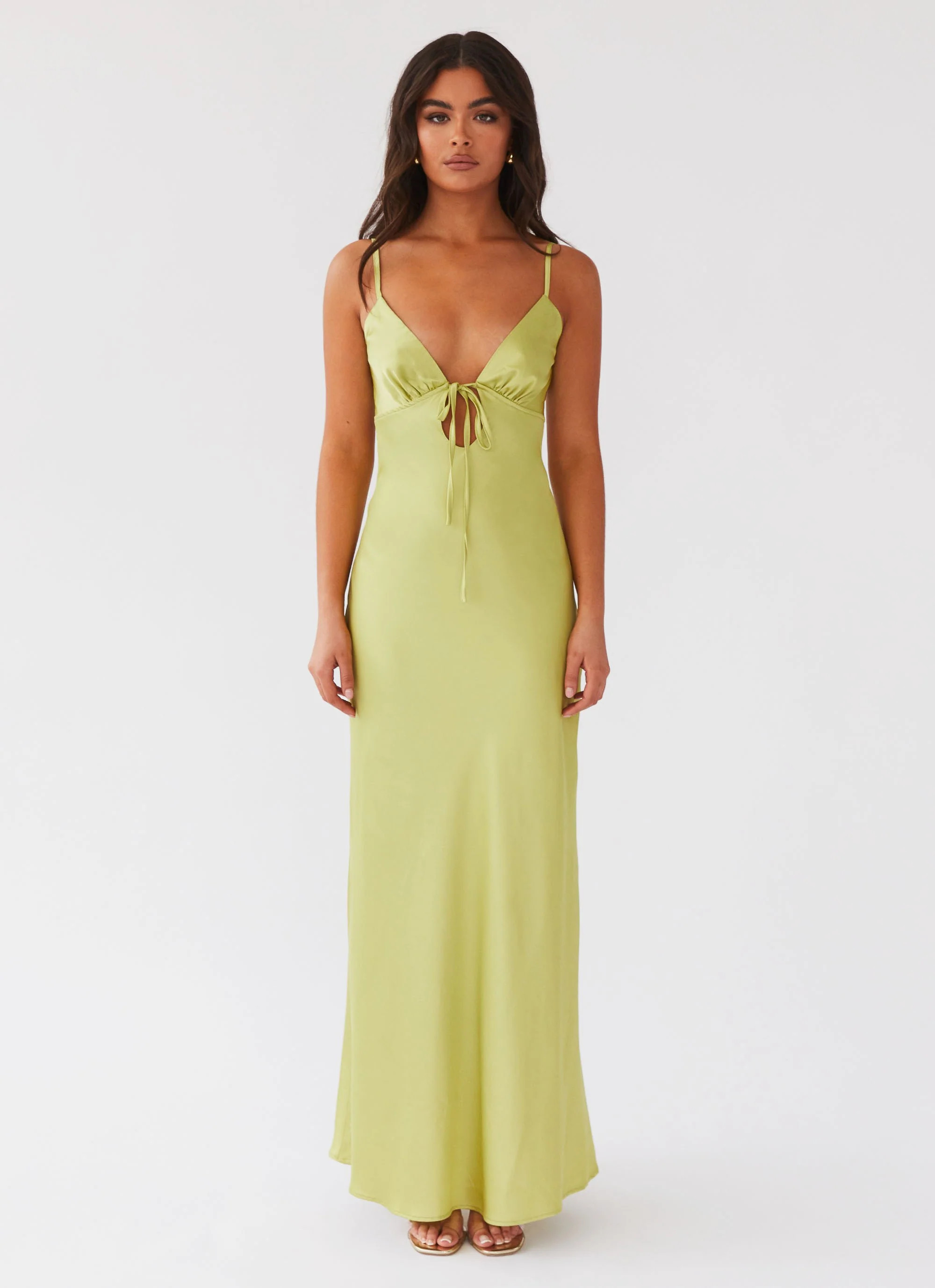 Flora Satin Maxi Dress - Green Expectations | Peppermayo (Global)